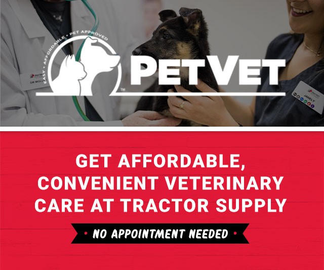 PetVet, Operated by Vip petcare. Get Affordable, Convenient veterinary care at Tractor Supple. No Appointment Needed.